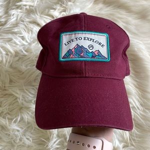 Magellan Burgundy red live to explore scenic mountain adjustable cotton cap hat